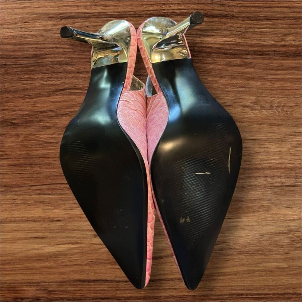 Steve Madden Tornadoe Pink Croc Slingback Stiletto Heels 6.5B - Picture 2 of 7